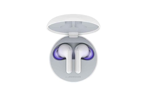 LG Tone Free Wireless Earbuds with Noise Isolation, UVnano 99.9% Bacteria-Free, Prestigious British Meridian Sound, Dual Microphones in Each Earbud and IPX4 Water Resistance (FN5U, White)