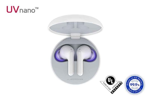 LG Tone Free Wireless Earbuds with Noise Isolation, UVnano 99.9% Bacteria-Free, Prestigious British Meridian Sound, Dual Microphones in Each Earbud and IPX4 Water Resistance (FN5U, White) - Image 3
