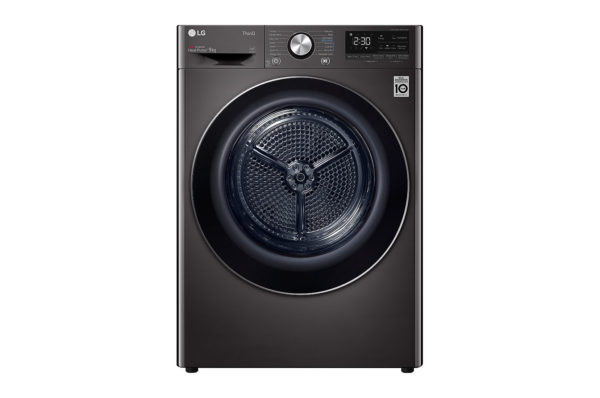 9.0kg, Heat Pump Dryer with Inverter Control in Black Steel Finish