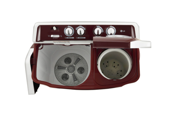 LG 7.5 kg 5 Star Semi-Automatic Top Loading Washing Machine (P7510RRAZ, Burgundy, Roller Jet Pulsator) - Image 3